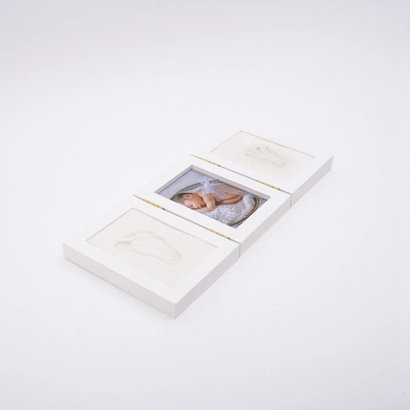 5 Inch Tri-Fold Without Cover Newborn Baby Foot Print Picture Frame Baby DIY Souvenirs Toy Gift