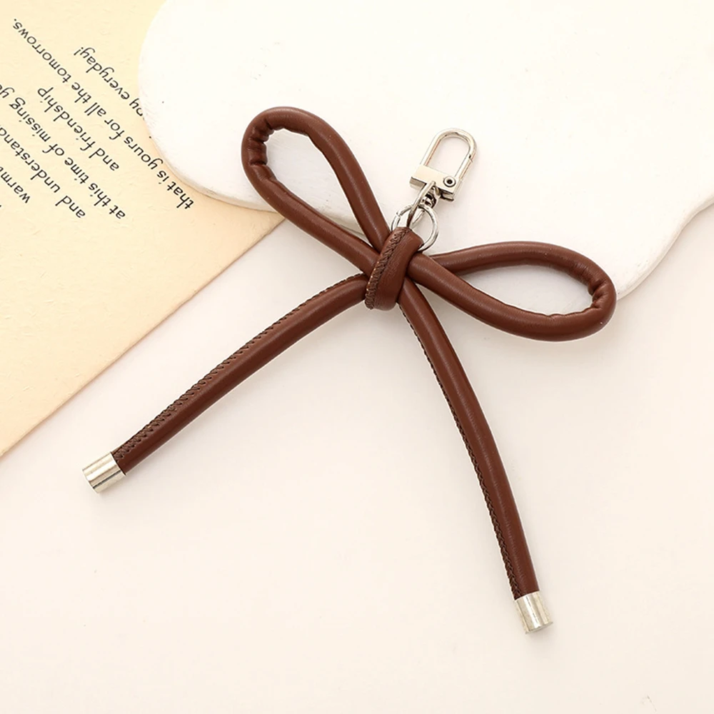 Y2K Grunge Leather Bow Keychain Vintage Harajuku Charms Bag Pendant Mobile Phone Pendant Accessories Korean Fashion