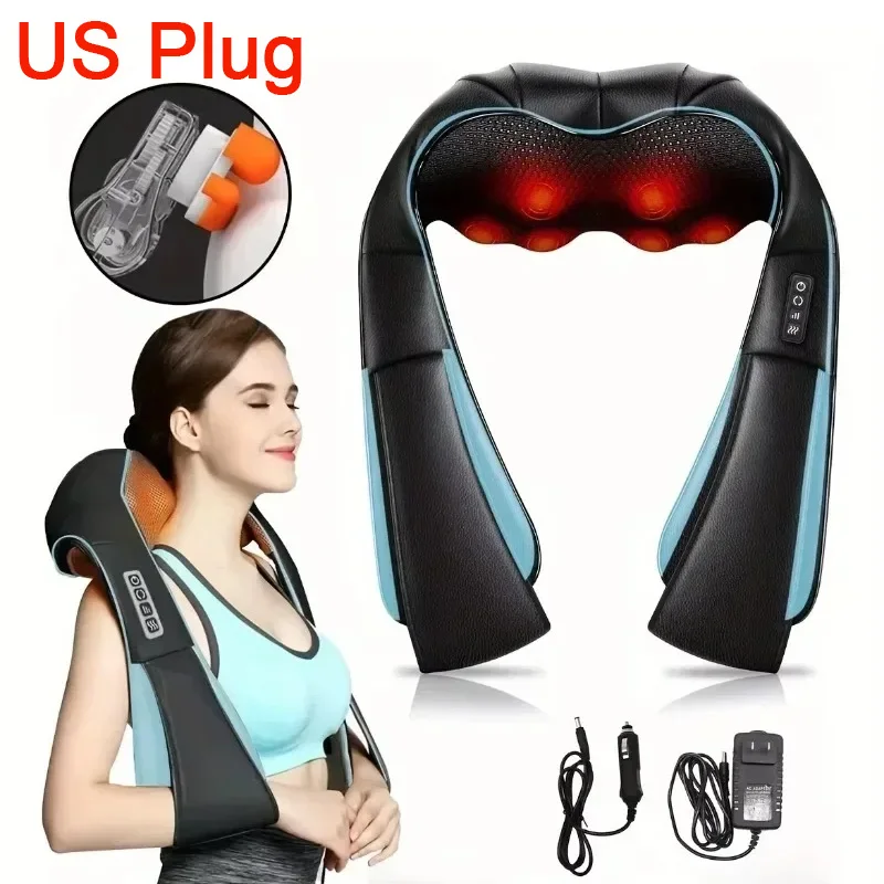 

Новый массажер шиацу для спины, плеч и шеи, U-образный электрический массажер для всего тела, электрический массажер для шеи и домашнего использования, вилка стандарта США