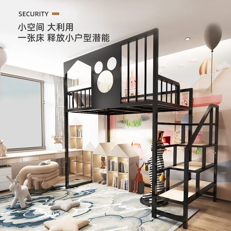 

Wrought iron elevated bed space saving under table loft small apartment but upper double bed duplex second floor bed