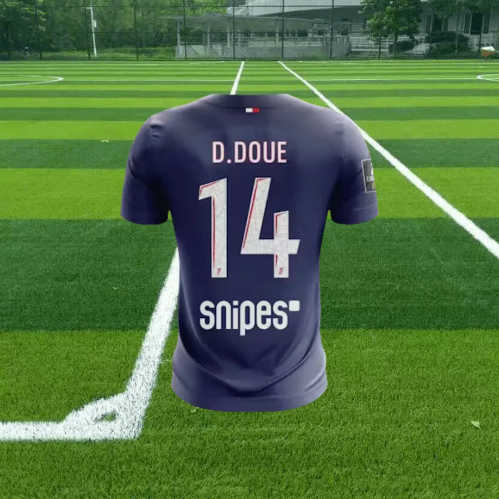 

2025 Summer Paris Saint-Germain French Soccer Jersey D.Doue Shirt #14 Breathable Sweat-Wicking Sports Short Sleeve Blue Tops