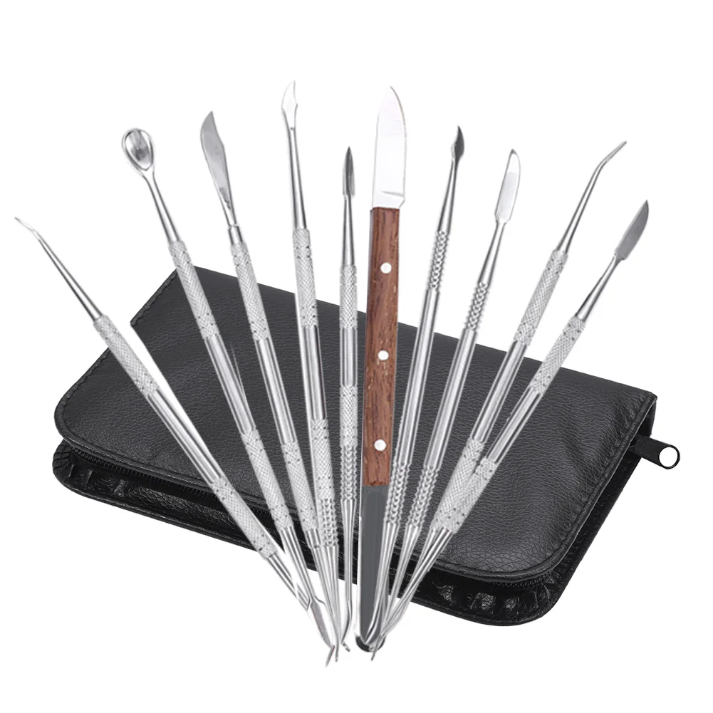 Aço inoxidável espátula dental, faca de gesso prático, dentes versáteis cera escultura Tool Set, instrumento dental, ferramenta dentista, 10pcs