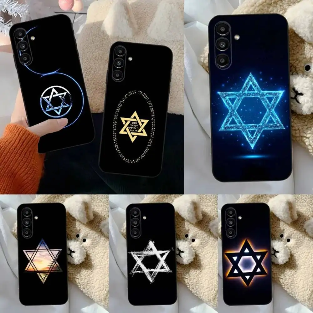 

D-David Jewish Star Phone Case For Samsung S24,23,22,30,21,10,9,Ultra,Plus,Lite,FE,5G Black Soft Case