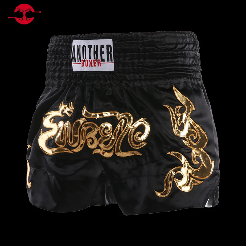 Bo Shorts Child Satin Fabric Muay Thai Pants Men Women Gym Cage Fight Kickbo Training Match Trun Muaythai Uniform