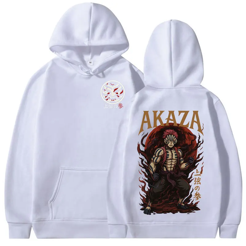Akaza أنيمي هوديس اليابانية مانغا الجرافيك طباعة بلوزات الرجال النساء عادية المتضخم طويلة الأكمام الصوف البلوفرات الشارع الشهير #3