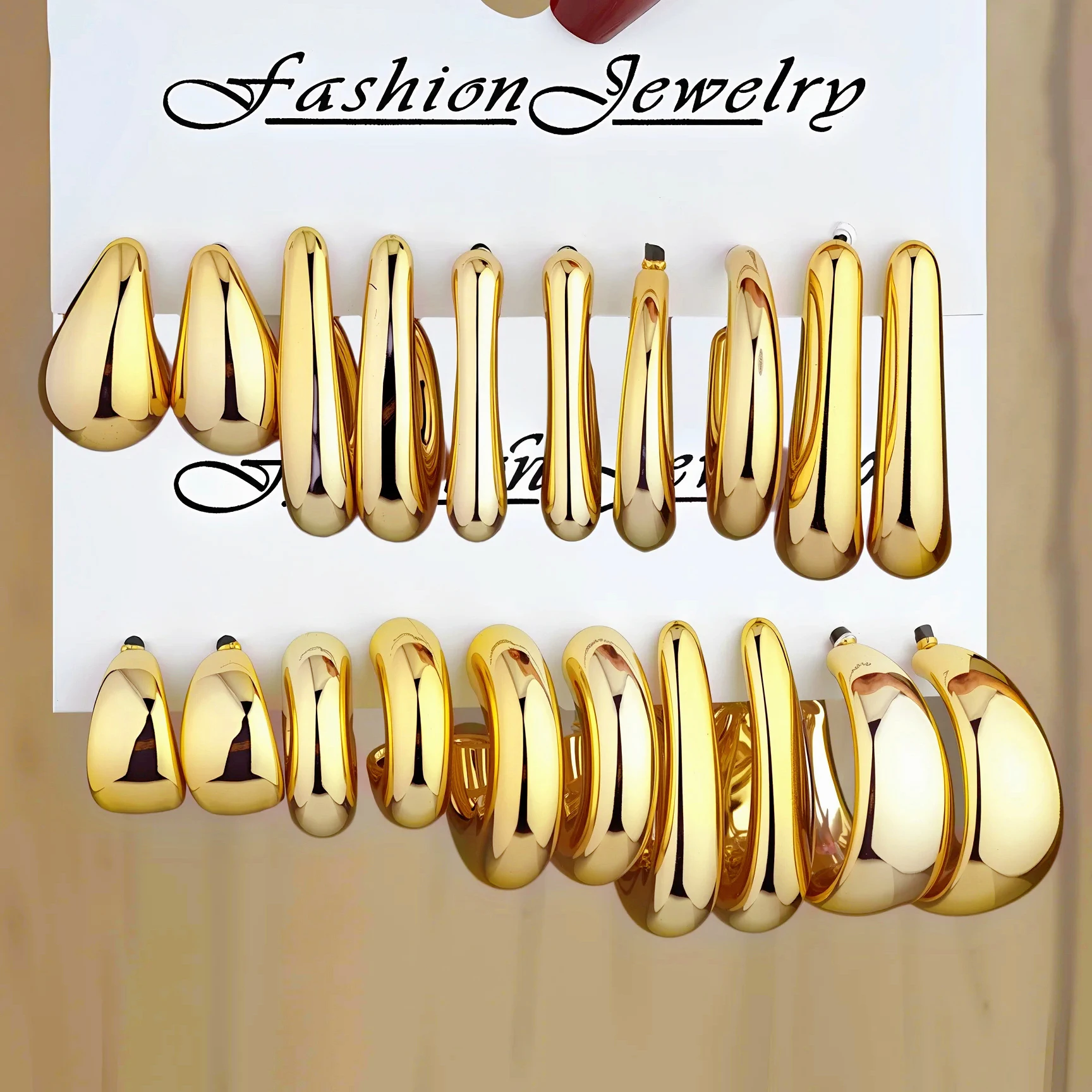 10 قطعة CCB المسيل للدموع قطرة هندسية C شكل طقم من الحلقان النساء الإكسسوارات