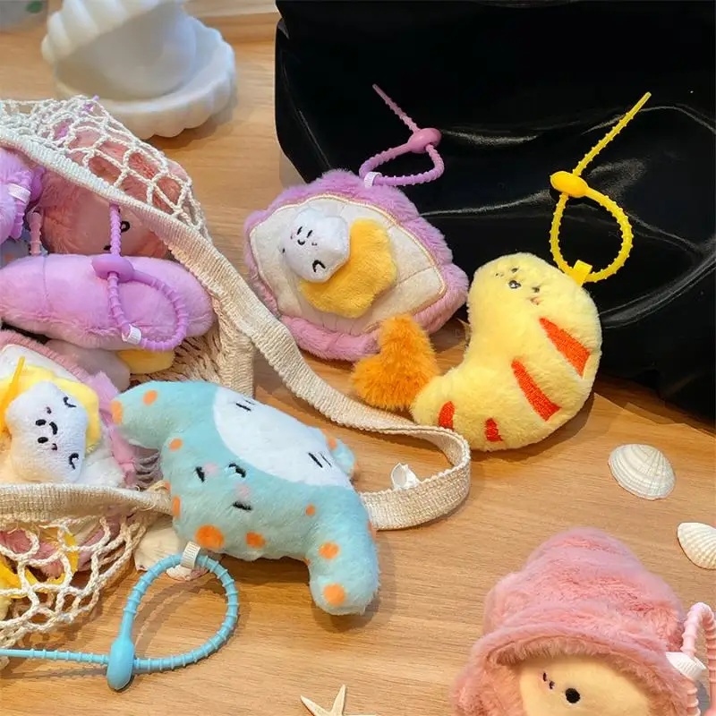 Cartoon Ocean Animal Doll Plush Keychain Fun Shrimp Devil Fish Shell Pendant Backpack Decoration Car Pendant Accessories Gifts