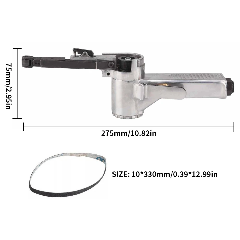 3/8 Inch Air Belt Sander Heavy Duty Pneumatic Sanding Buffing Tools 16000RPM Sanding Pneumatic Tool with Sanding Belts