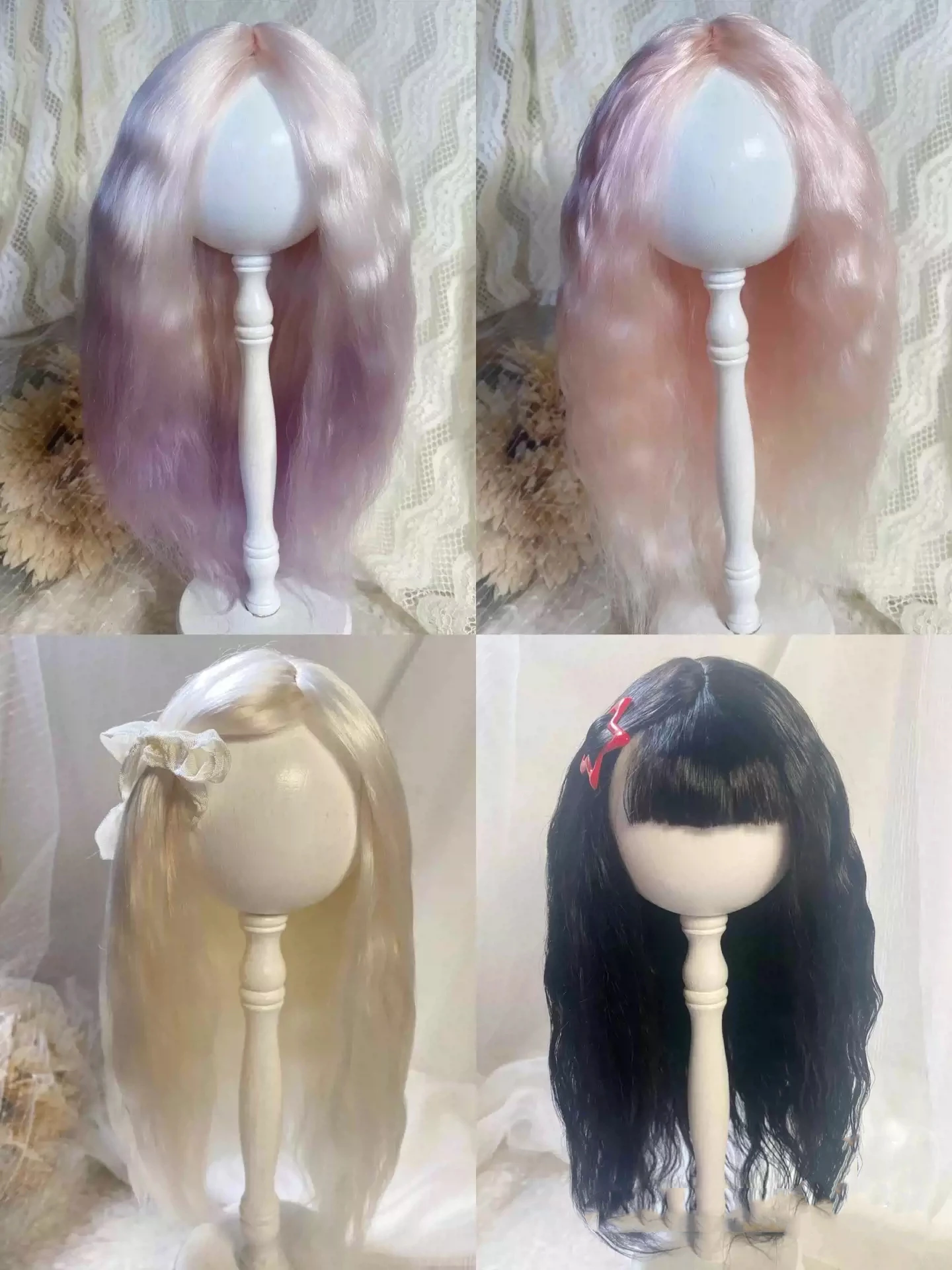 Dula Doll Wigs for Blythe Qbaby Mohair Long curly hair with a shawl 9-10 inch head circumstance