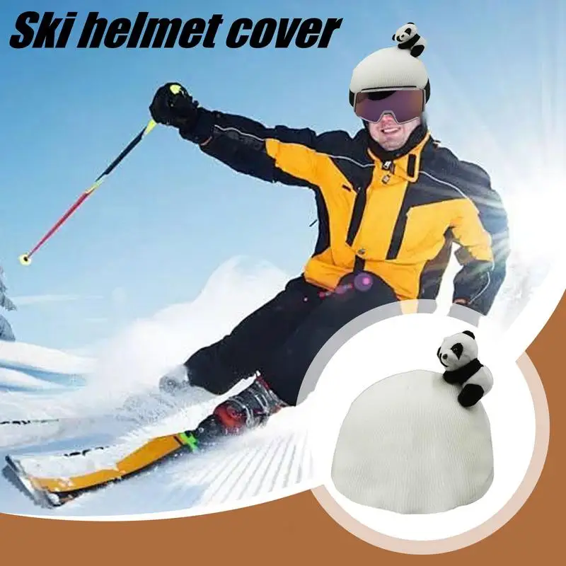 หมวกกันน็อคสกีน่ารักหมวกกันน็อคสกีครอบคลุมแพนด้าตกแต่งสโนว์บอร์ดกลางแจ้งกีฬา Flannel ผ้าหมวกกันน็อกอุปกรณ์เสริม