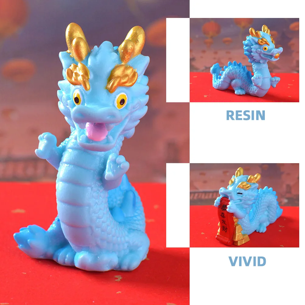 6 Pcs Mini Dragon Ornaments Resin Animal Decor Figurine Chinese Statue Decorations