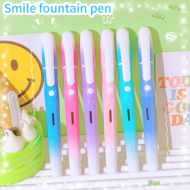 school acsesories cute smile ink pen back to school supplies high quality fountain pen Writing Pens office kawaii Stationery