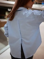 Primavera/Verano 2026 nuevas llegadas camisa informal de color sólido con botón trasero para mujer ropa de calle de moda ropa diaria