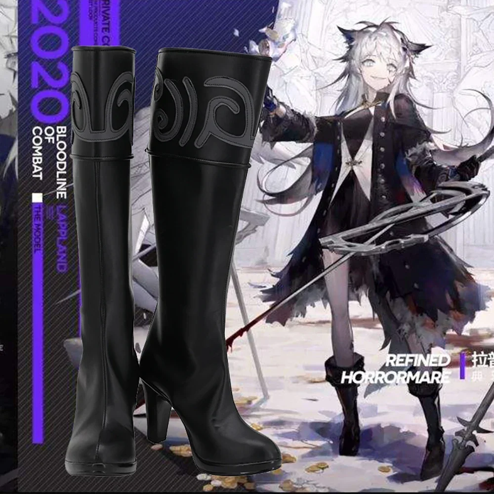 

Arknights Lappland Cosplay Boots Black High Heel Shoes Custom Made