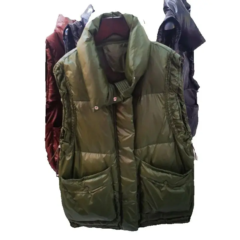 2025 Autumn Winter Lightweight White Duck Down Vest Women Drawstring Sleeveless Down Waistcoat Female Short Warm Oversize Jacket