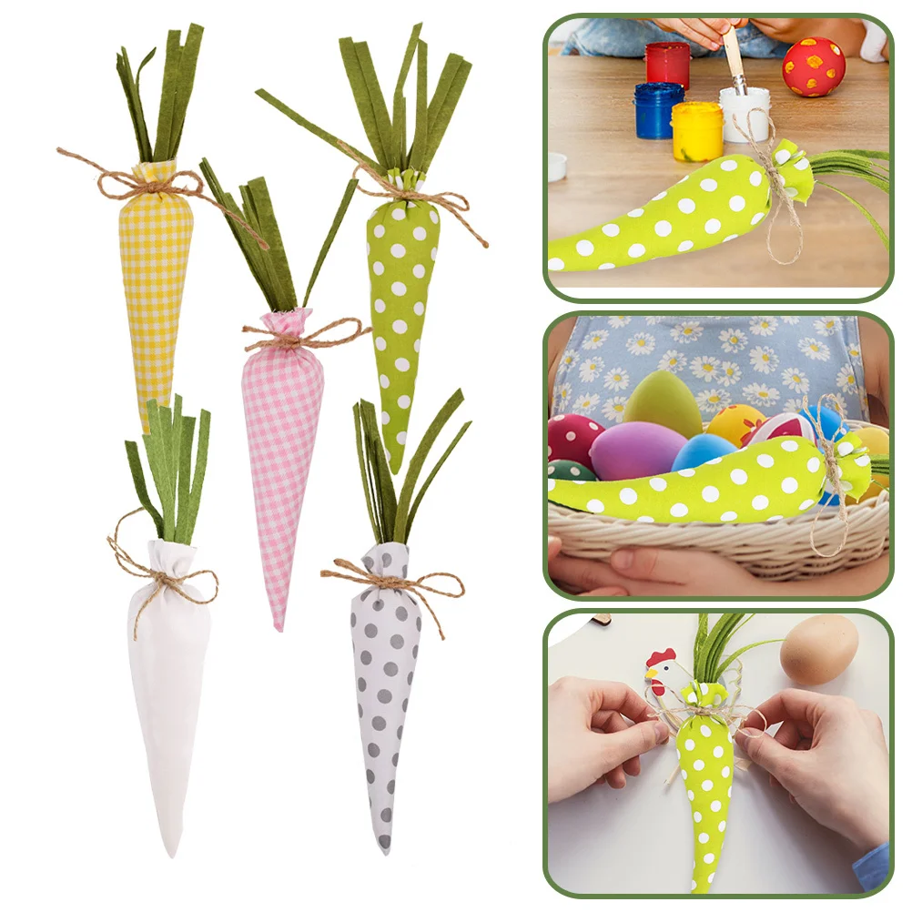 

5Pcs Easter Carrot Fabric Decoration Soft Colorful Props for Party Room Photo Kids Holiday Gift Ornament Easter Carrot Decor