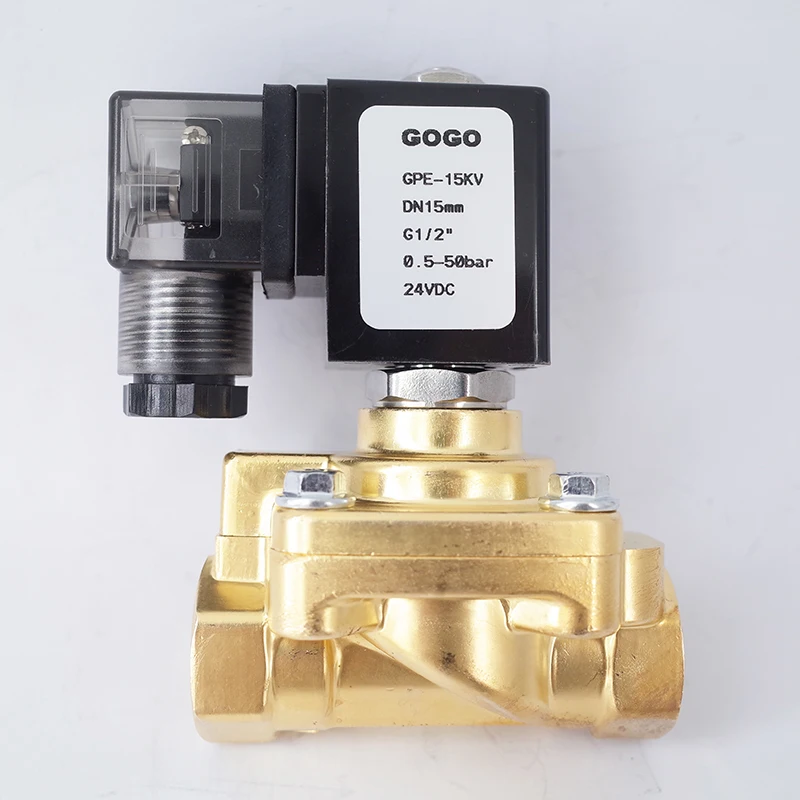 GOGO 50bar 2 way high pressure brass solenoid valve for Air argon nitrogen G1/2"