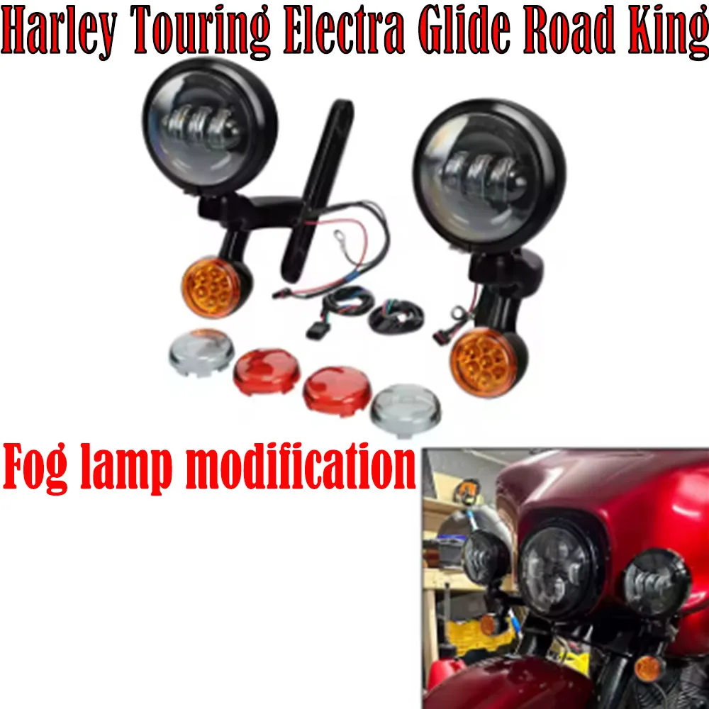 

Motorcycle 4.5" LED Fog Light Passing Auxiliary Lamp & Housing Bucket For Harley Touring Electra Glide Road King FLHX 1994~2024