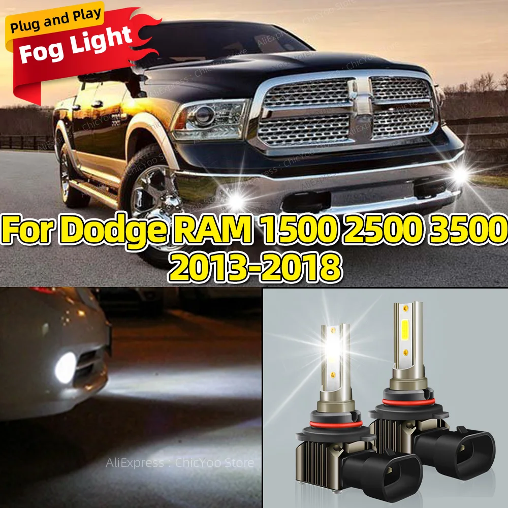 

6000K 80W LED Car Front Fog Light Lamps 9006 HB4 Bulb for Dodge RAM 1500 2500 3500 2013 2014 2015 2016 2017 2018 Plug and Play
