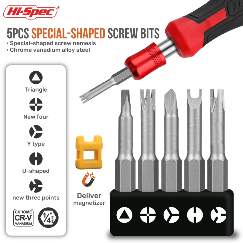 5pcs Special-shaped Screw Bits 1/4