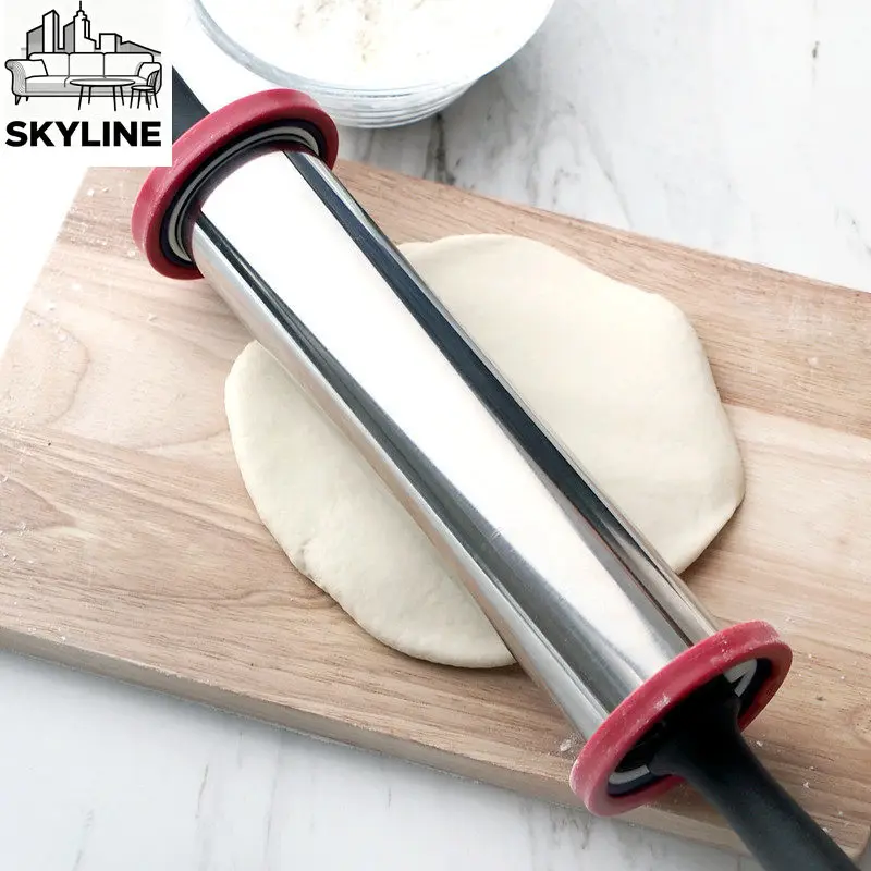 19-Inch adjustable stainless steel rolling pin Adjustable thickness Scale rolling pin Adjustable non-stick baking rolling pin