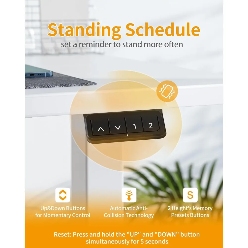 مكتب مكتب كهربائي قابل للتعديل بارتفاع 55 × 24 بوصة من كوبي كوبي، لوح ربط، أبيض للمكتب المنزلي