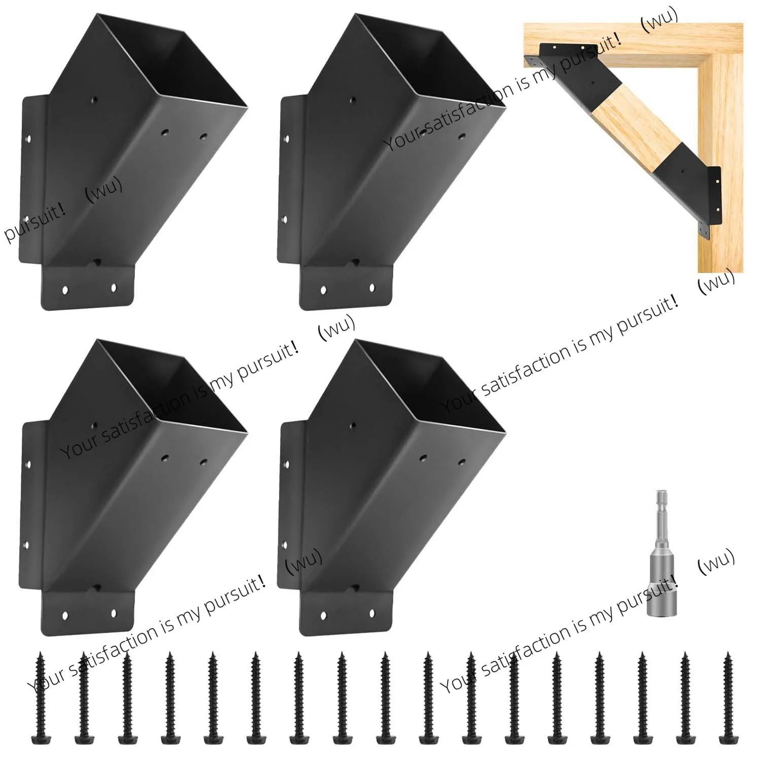 

Outdoor gazebo bracket 45-degree angle support frame, heavy-duty wooden pillar connector DIY rust-proof gazebo bracket