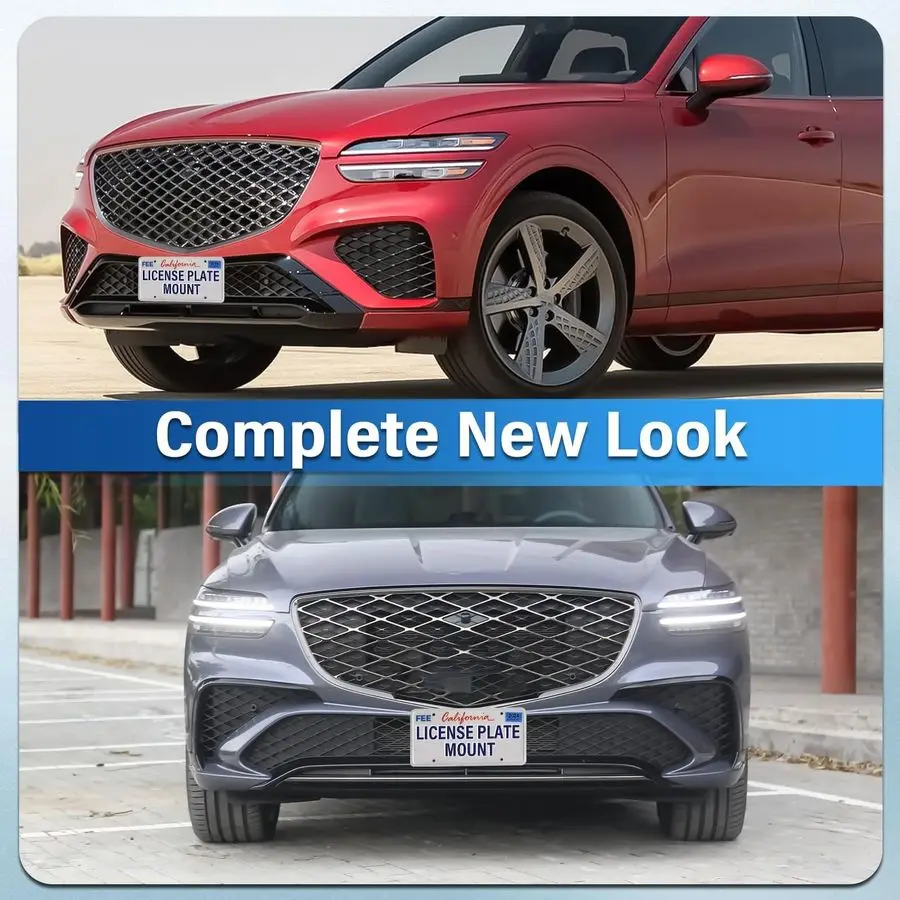 

Bumper License Plate Mount Compatible with Genesis GV70 20222024, No Drill Front Grille License Plate Frames AntiTheft License P