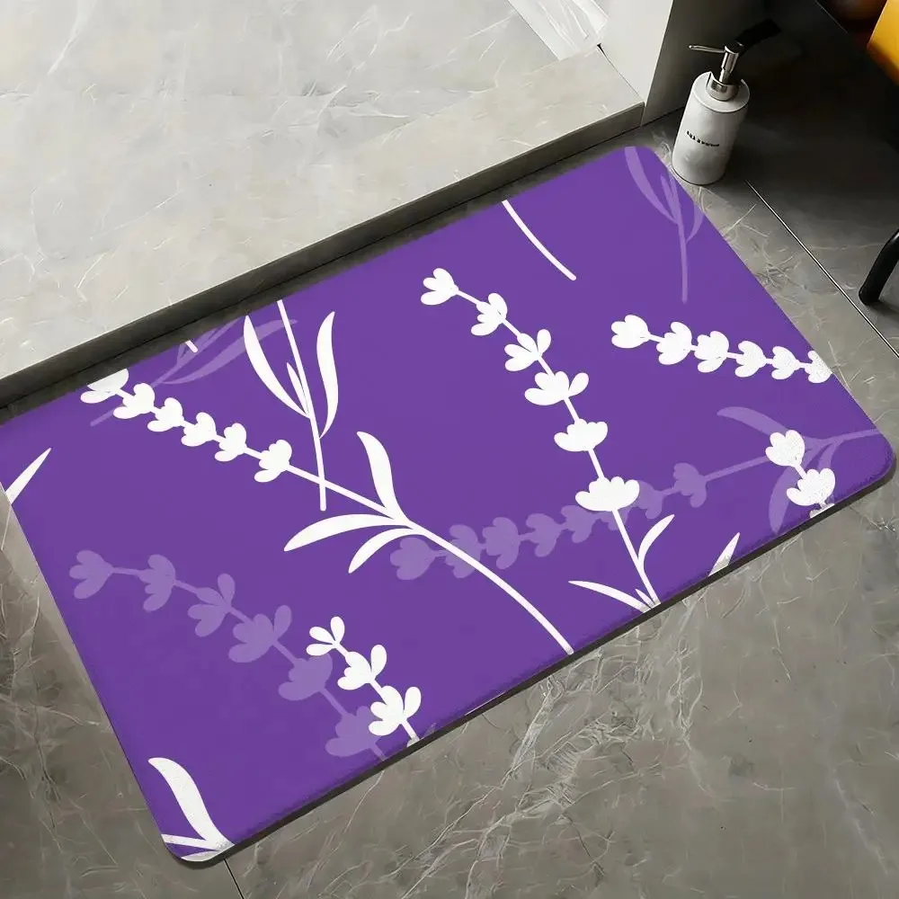 Die bedruckte Fußmatte mit verträumtem Lavendel-Aufdruck ist rutschfest und leicht zu reinigen. Geeignet für den Einsatz als Schlafzimmer-Badezimmer- und Fußmatte zu Hause