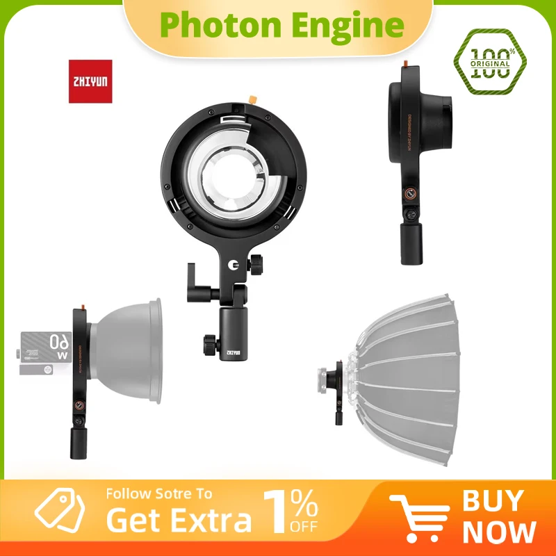 Adaptador de Montura Zhiyun ZY a Montura Bowens para Zhiyun Molus X100, X100 Combo, X100 Pro, Luz COB de Bolsillo, Iluminación Portátil de Bolsillo