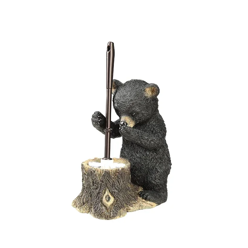 

s# s A Creative Toilet Brush Suit Household Punch-Free Soft Fur Cute Bear Base Bathroom Long Handle Toilet Brush