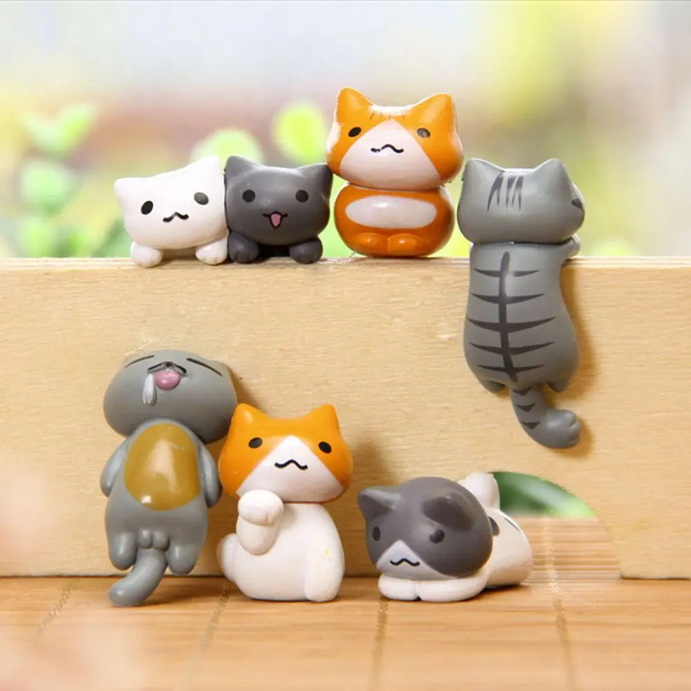 Cute Garden Home Micro Landscape for  Kitten Landscape Figurines Lazy Cats