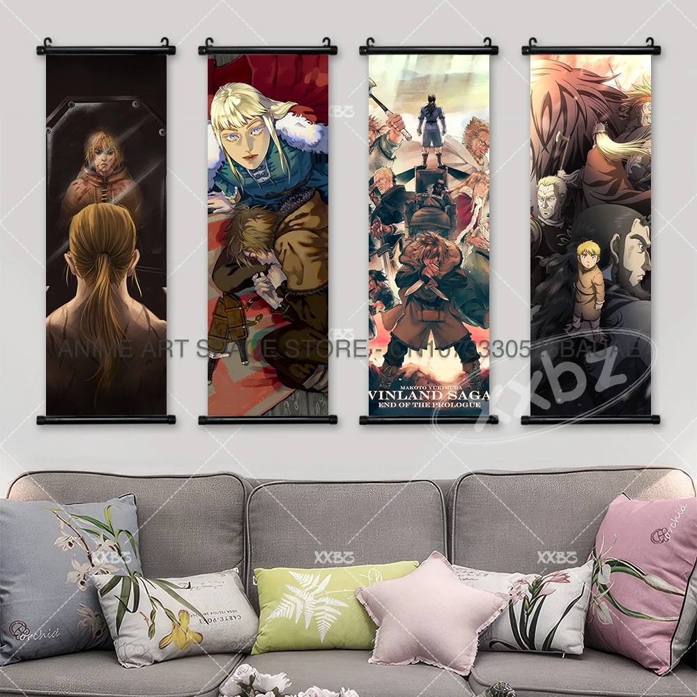 Vinland Saga-pintura colgante de Thorfinn Karlsefni, póster decorativo de Anime, decoración de habitación de Leif Ericson, imagen en rollo, arte de pared de dibujos animados