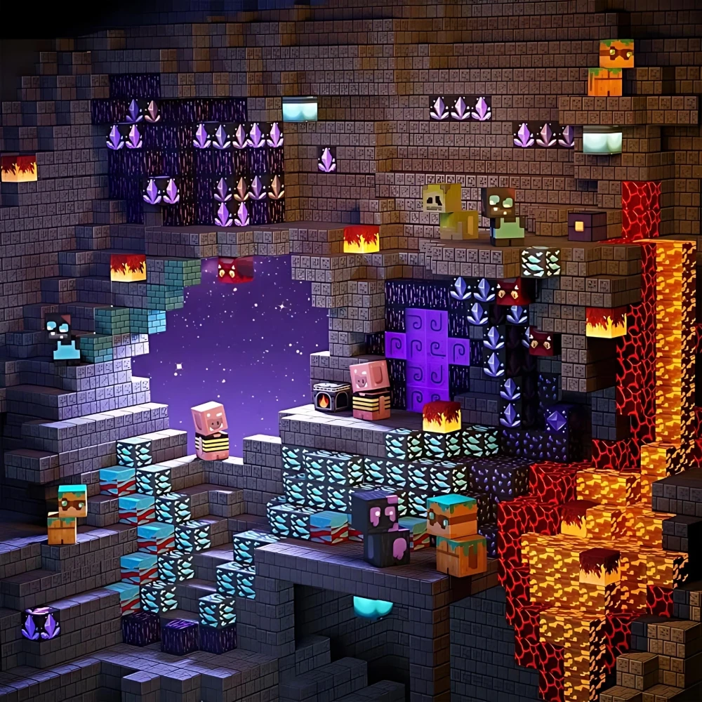 Kreative Magnetische Baustein Ziegel Berühmte Szene Magma höhle Welt DIY Kinder Street View Bildung Montage Spielzeug Geschenke