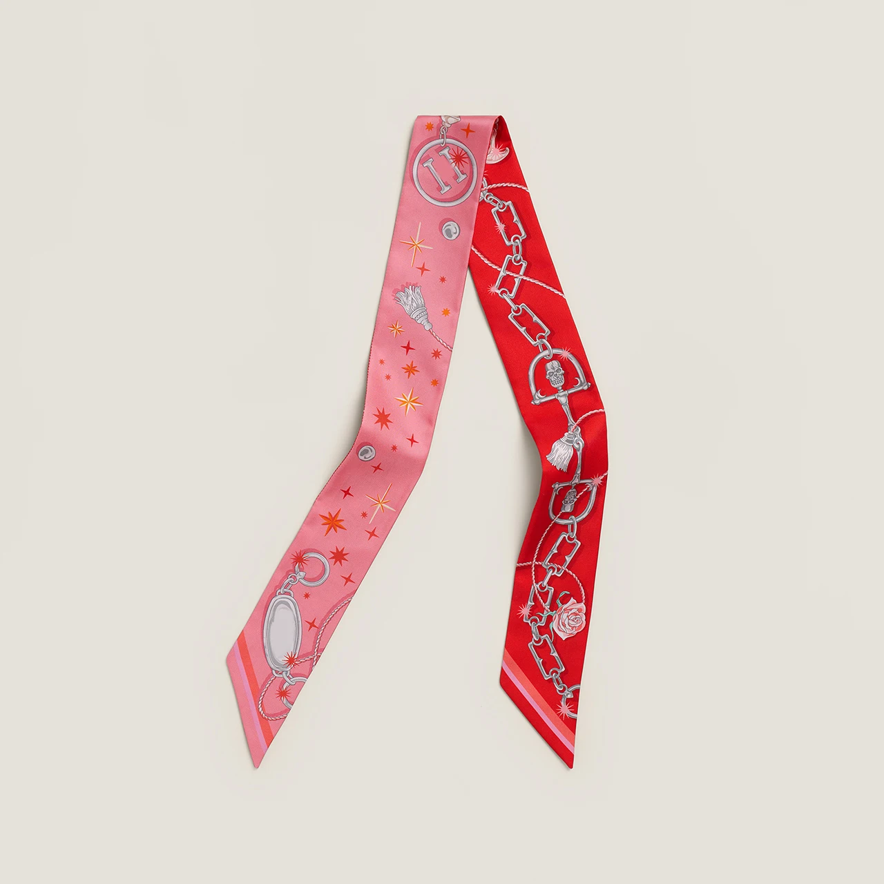 ボヘミアンスタイルシルクスカーフ-hk2025-パーティータイム-シルクのリボンハンドルヘアタイスカーフ-若者と中年女性向け-装飾的な幾何学模様