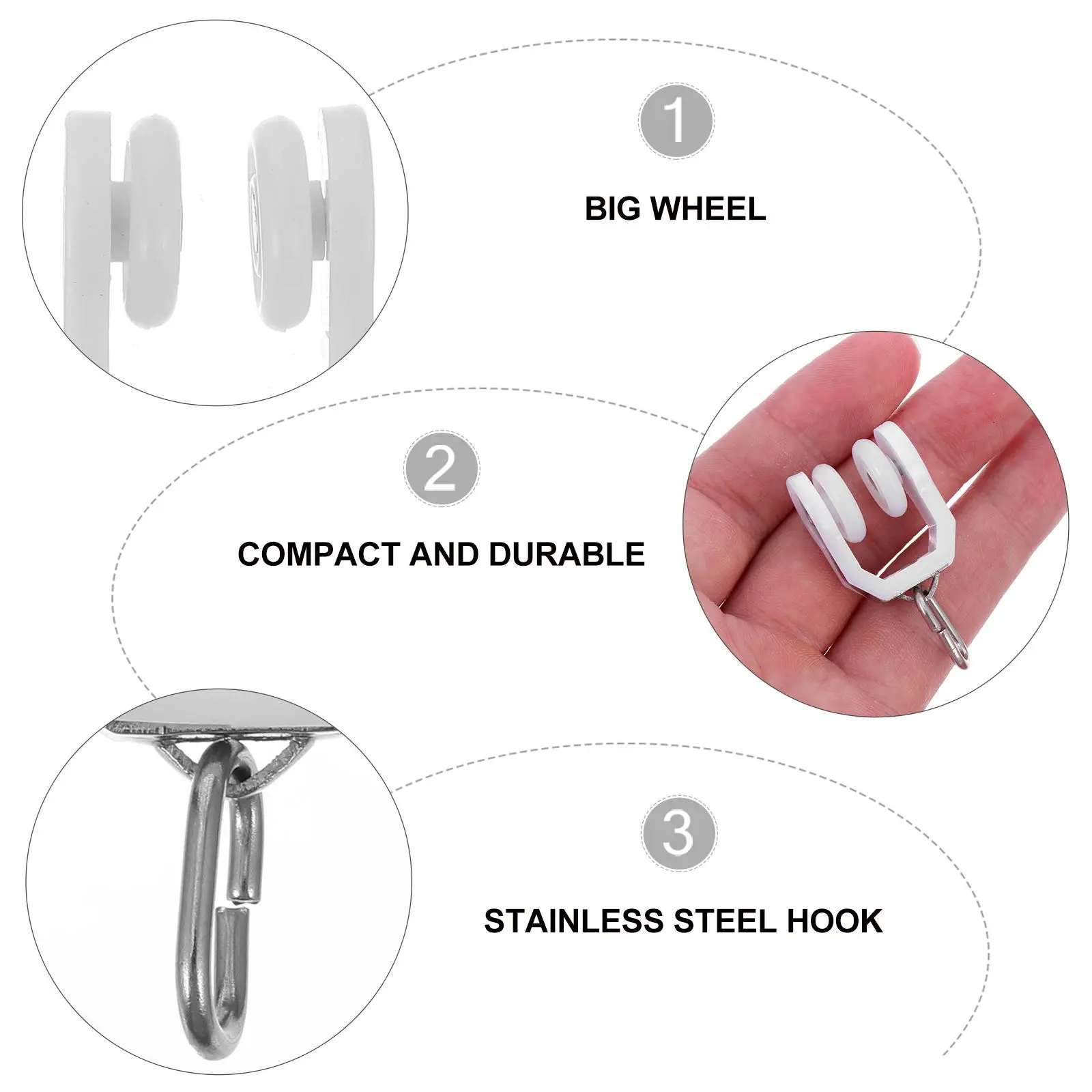 

10Pcs Curtain Track Gliders Alloy Plastic Sliding Roller Hooks for Curtains Heavy Duty Window Closet Office Curtain Track Roller