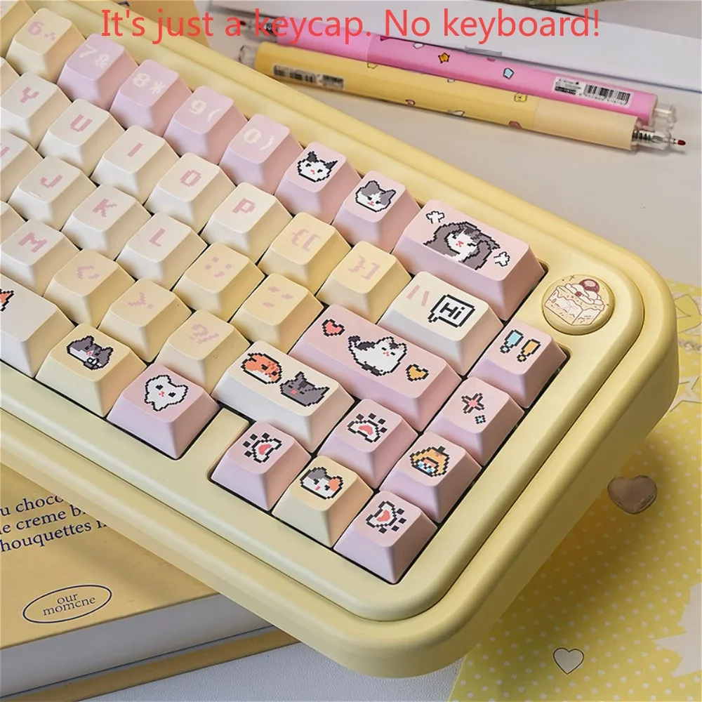 Pixel Puppy Keycap Set PBT 132 Cherry Milk Yellow Cute Keycap Suitable for MX Switch Mechanical Keyboard 61/68/75/84/96/104