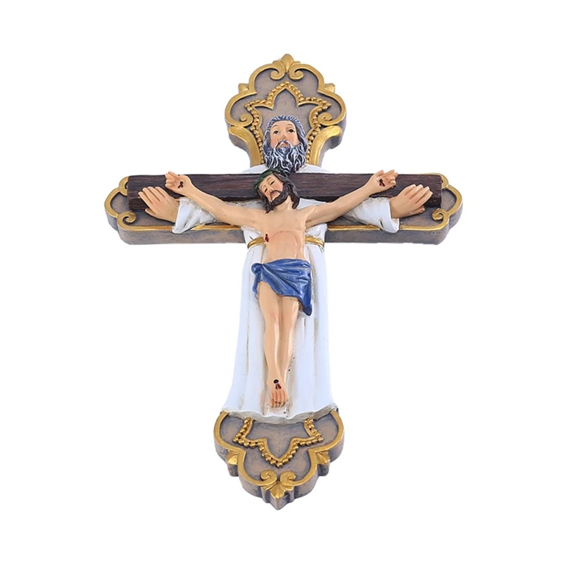 

Holy Crucifix Resin Jesus for Cross with God Religious Crucifixion Statue Catholic Figurine Wall Hanging Decoration Prayer