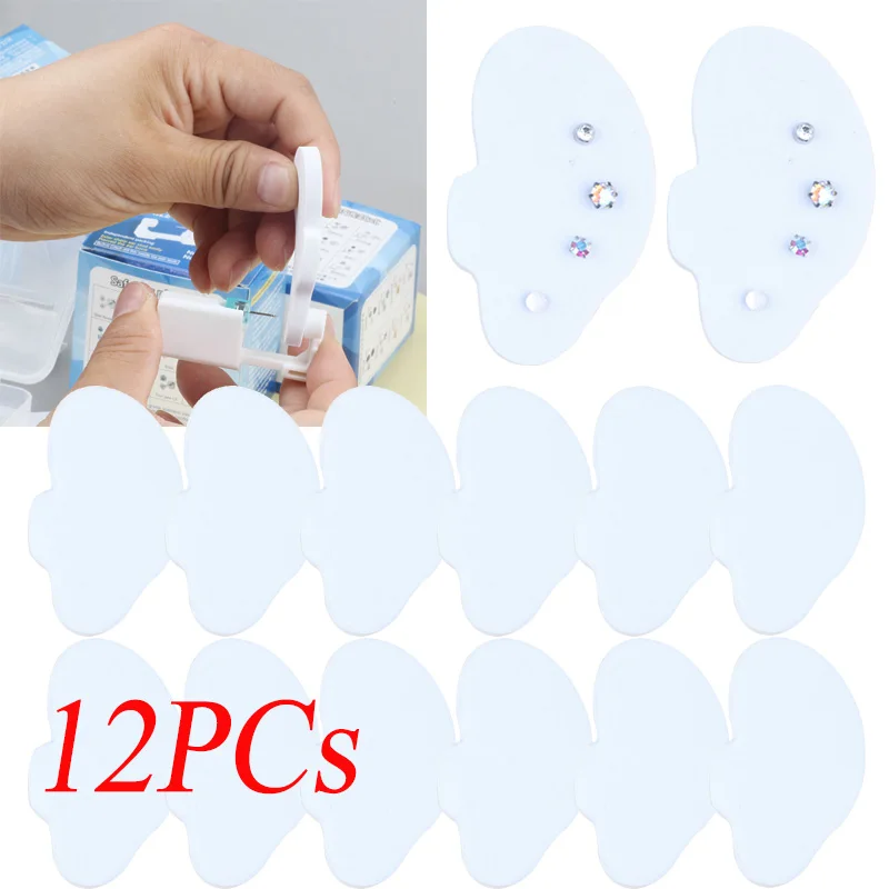 12PCs Soft Sponge Ear Model Ear Piercer Practice Jewelry Display Piercing Tools strumento di visualizzazione dell'orecchino Kit espositore acrilico