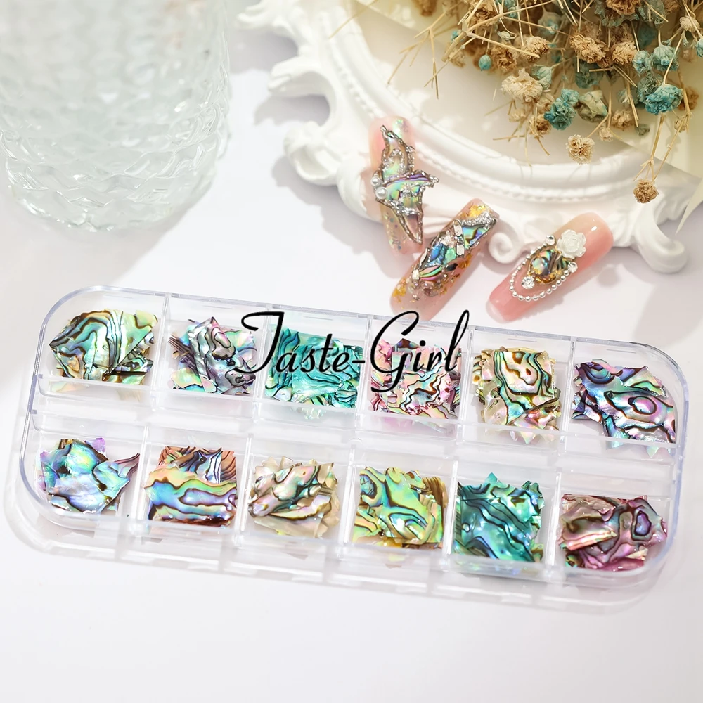 1 Box Nails Abalone Shell Fragments Texture Natural Sea Shell 3d Charm Nail Art Decoration Slice DIY Beauty Salon Tools New 2