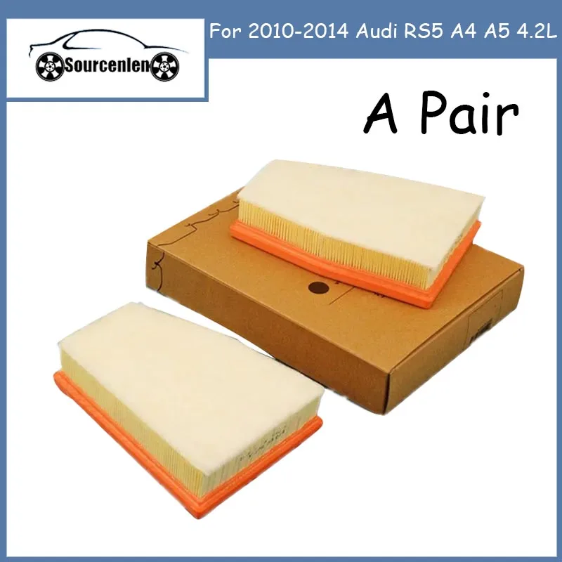 

1 пара элементов воздушного фильтра, подходит для Audi RS5 2010-2014, A4, A5 л, OEM NO 8T0133843A, 8T0133844A
