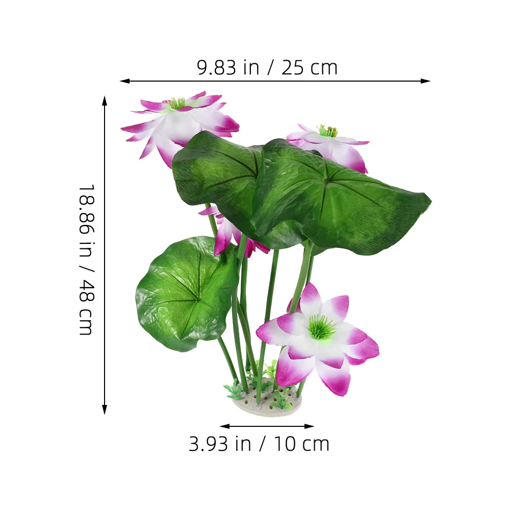 2 pezzi di piante artificiali per acquario, fiori di loto in plastica ad alto realistico, decorazioni realistiche per acquario, steli verdi, foglie per acquario