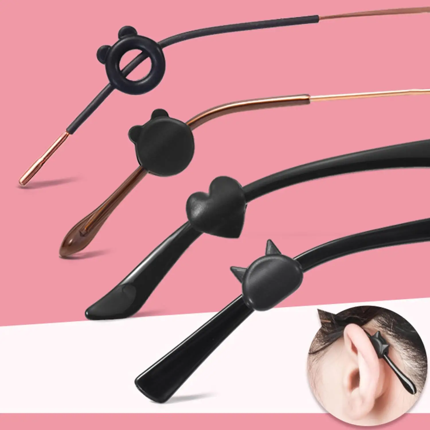 Silicone Anti-slip Ear Hook For Glasses Elastic Grip Temple Tip Stoppers Holder Eyeglasses Eyewear Retainer Holders 안경 귀고무