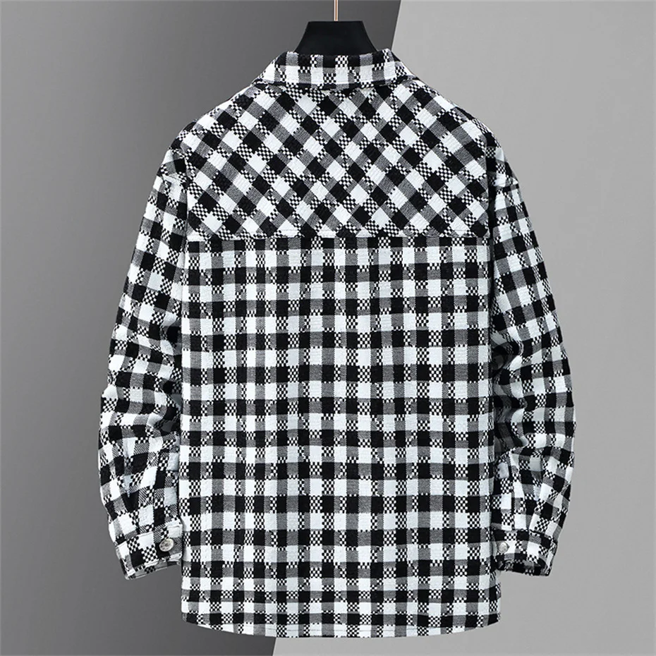 Plaid Jacket Men 11XL 10XL Plus Size Cargo Jacket Coat Spring Autumn Plaid Jackets Male Big Size Outerwear