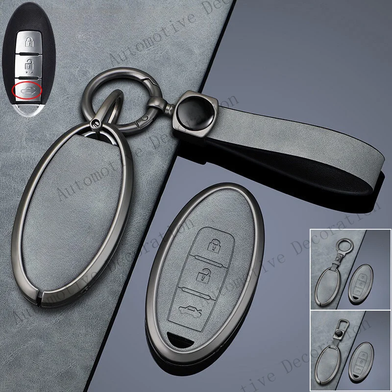 Z+ Alloy Leather Car Key Fob Case Cover For Nissan Altima Note For Infiniti Q50 Q60