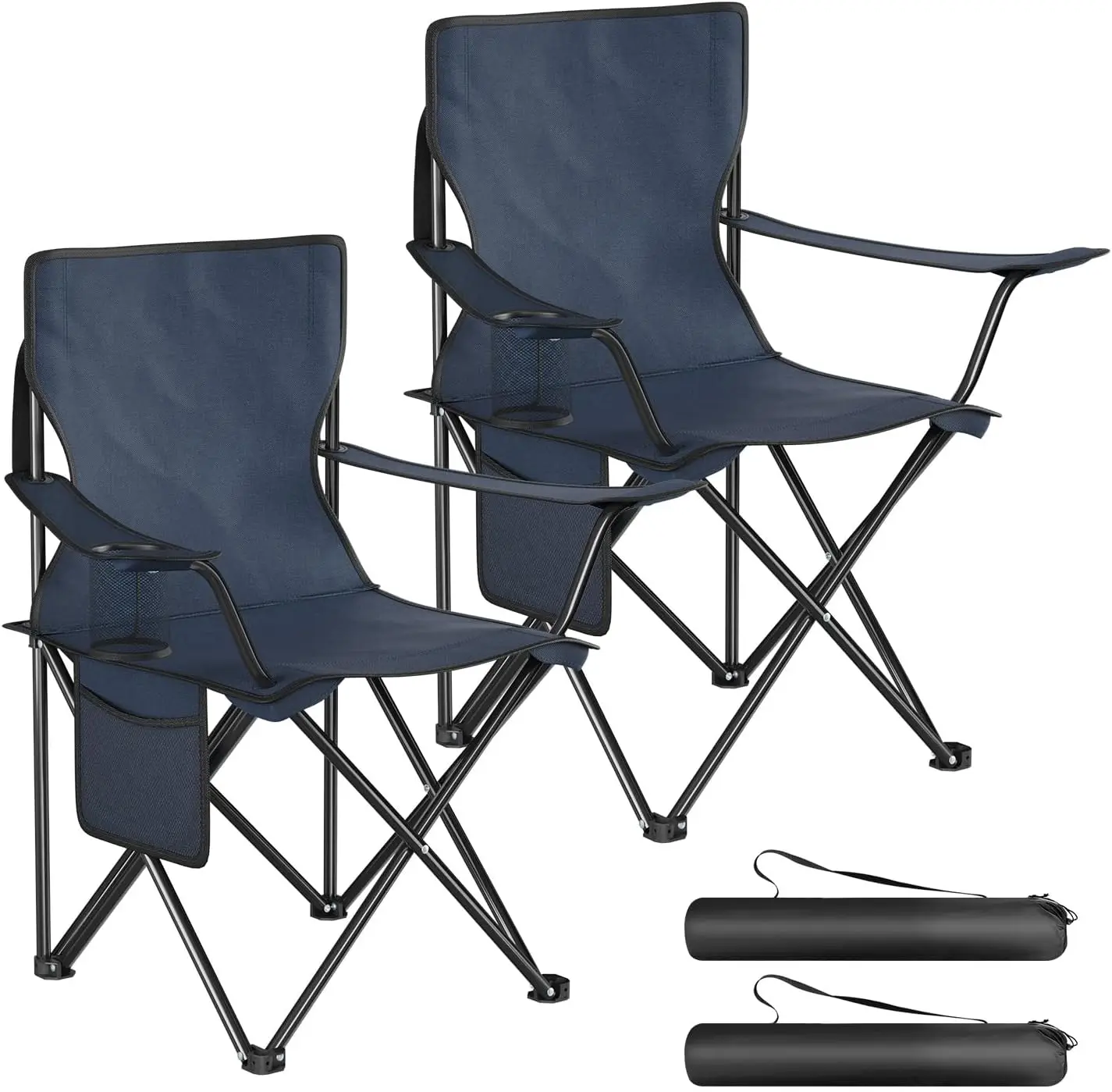 WOLTU 2 Stück/Set Outdoor-Strand-Campingstuhl mit Tragetaschen, Getränkehalter, Seitentasche für Camping, Angeln, Picknicks, Garten