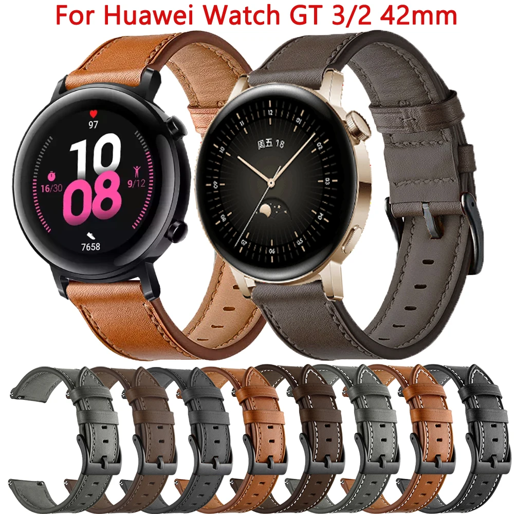 

Ремешок кожаный для Huawei Watch GT 3 2 GT2 42 мм GT3 Pro 43 мм, сменный Браслет для смарт-часов, женский браслет для наручных часов, 20 мм