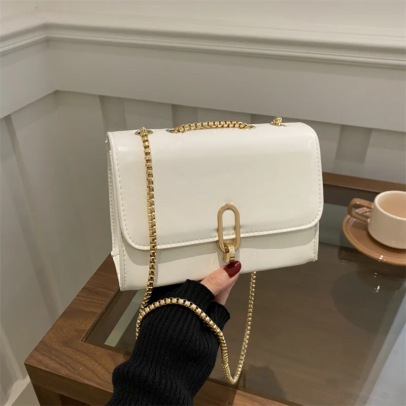 

2025 New French Style Lock Flap Shoulder Bag Fashion Chic Crossbody Purse Elegant Minimalist Small Square Bag for Women