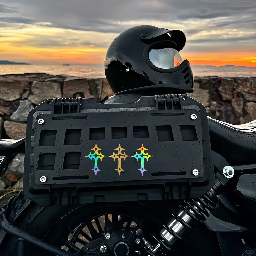 

Two Trendy Cross Motorcycle Helmet Stickers, Vinyl Decals Suitable for Fairings, Fuel Tanks, Car Windows, Rearview Mirrors