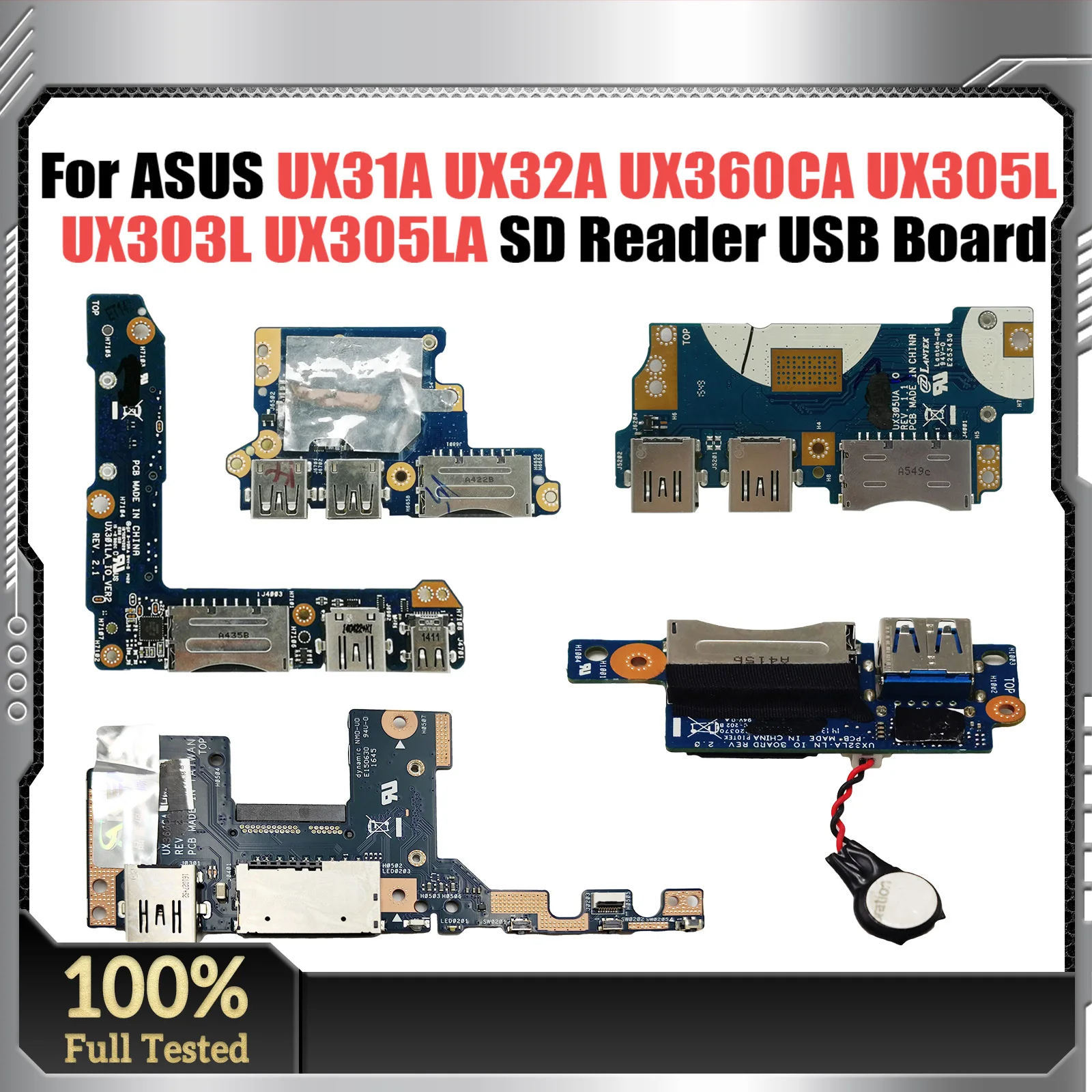 

For Asus UX31A UX32A UX360CA UX305L UX303L UX305LA UX305U UX305UA UX303UB UX301L UX301LA SD Reader USB Board 100% Tested Fast Sh